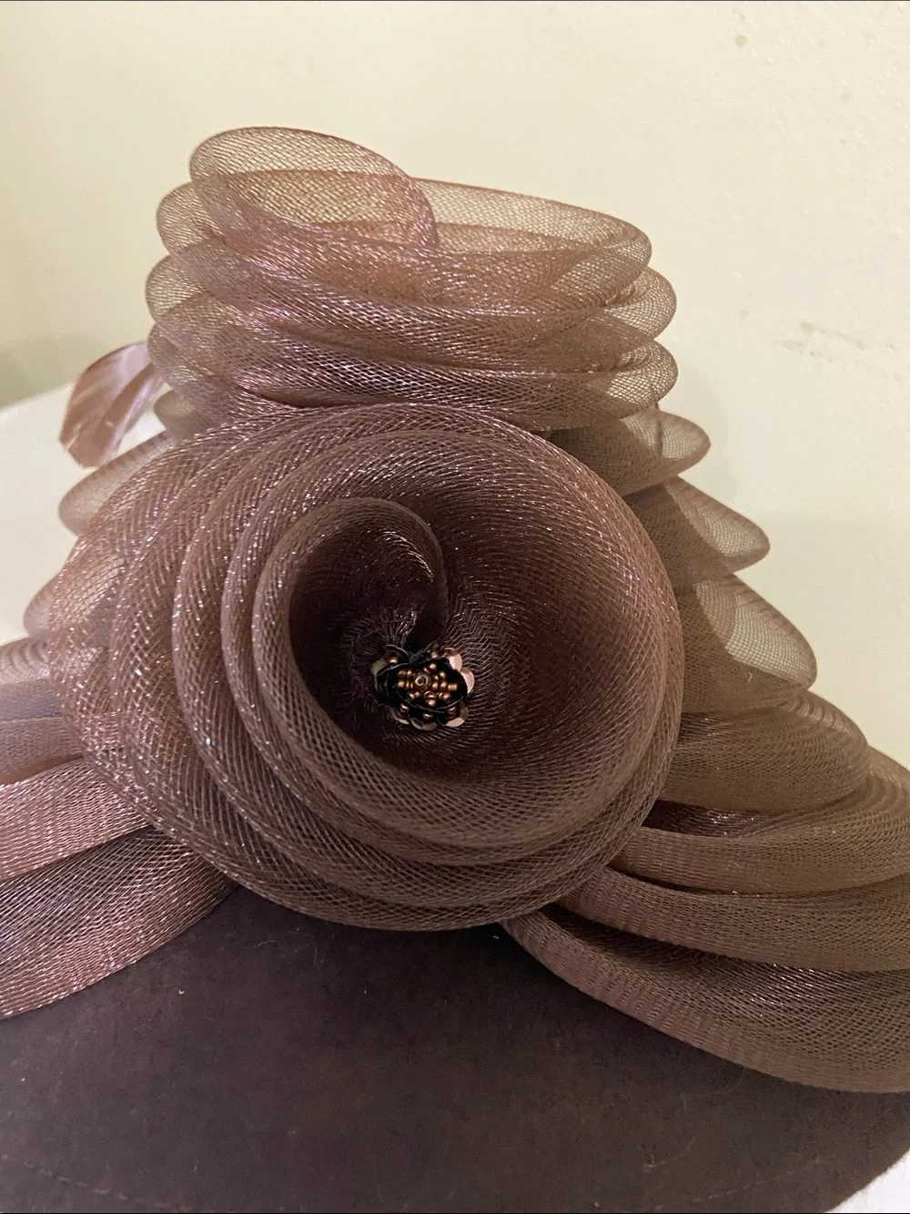 Beautiful Brown Dress Hat with Swirl Accent